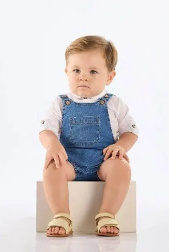 Jardineira Jeans Bebê Menino