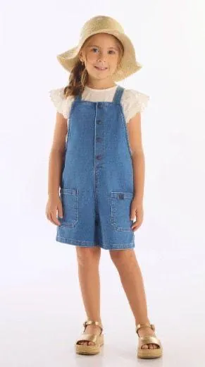 Jardineira Unissex Jeans